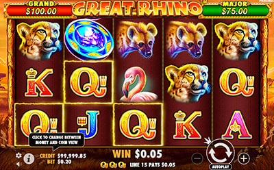 Great Rhino online slot u Mozzart casinu